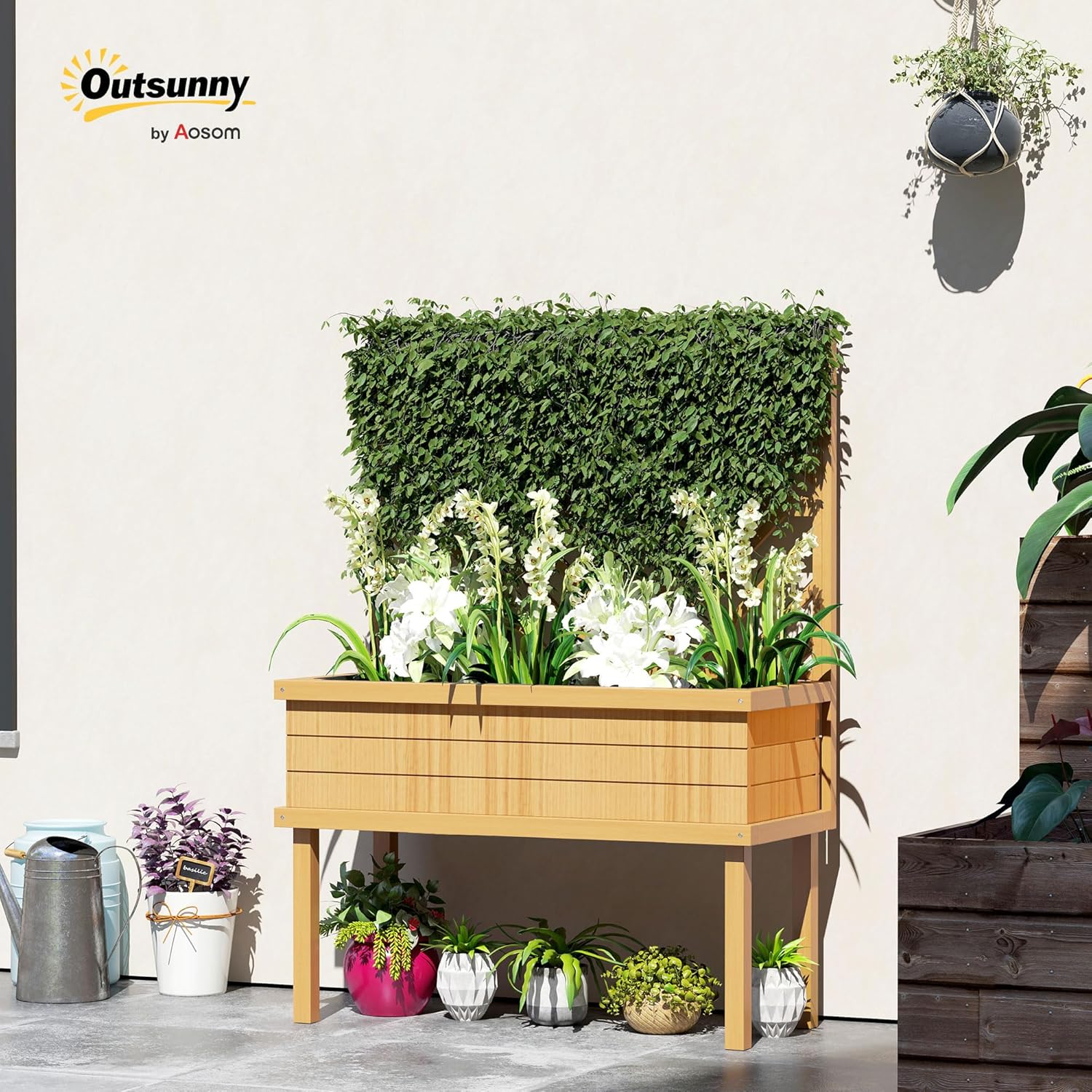 حوض زراعة مرتفع مع شبكة تسلق ل - مراجعة Raised Bed Planter Box وسعره