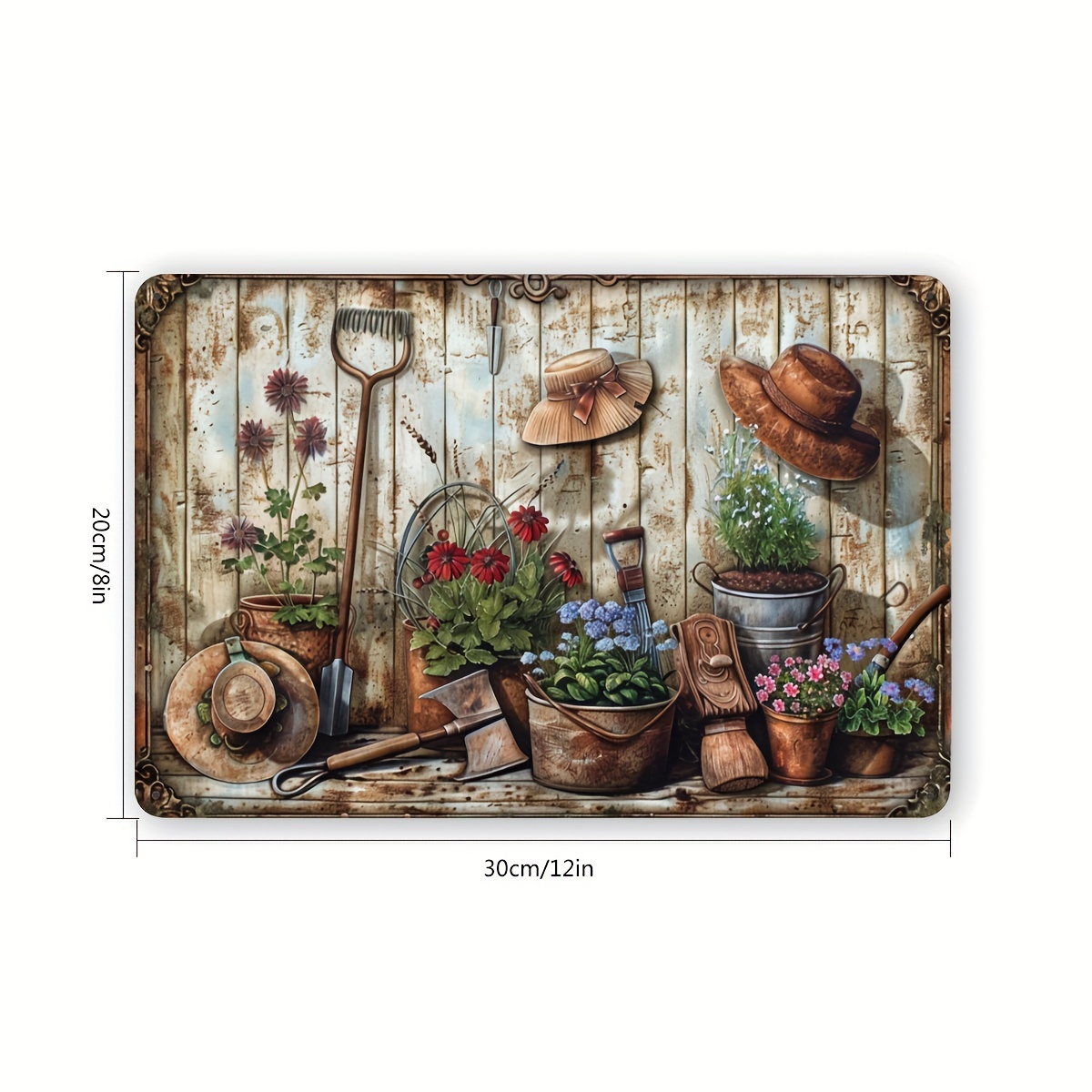 لوحة جدارية معدنية مسطحة ثنائي - مراجعة Gardening Tools Vintage وسعره